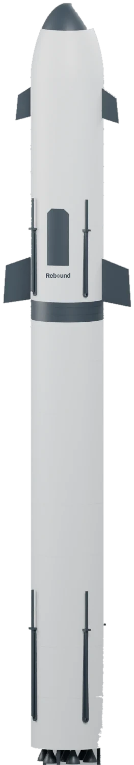 Concept rendering of Rebound's two-stage reusable launch vehicle